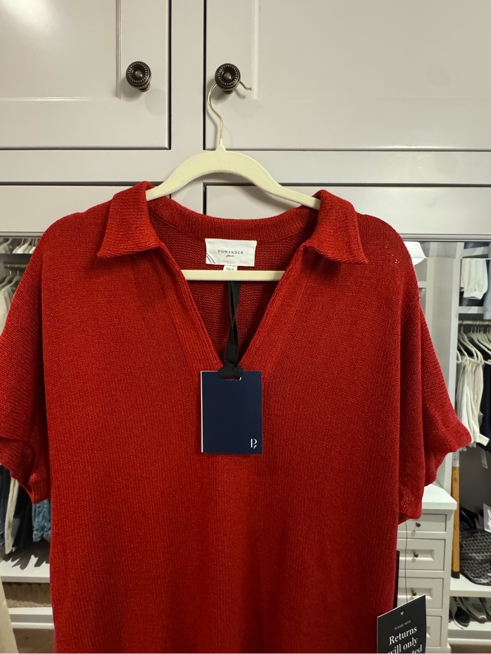 Red Knit Polo Dress For Women